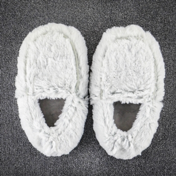 Plush Grey Microwavable Slippers