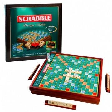 Prestige Scrabble with Rotating Turntable & Wooden Storage Box