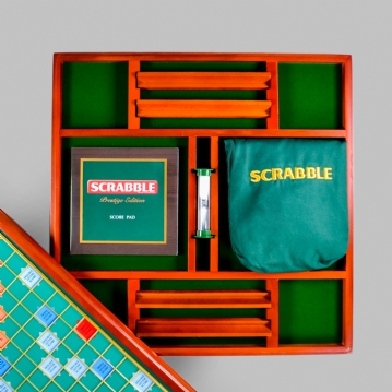 Prestige Scrabble with Rotating Turntable & Wooden Storage Box