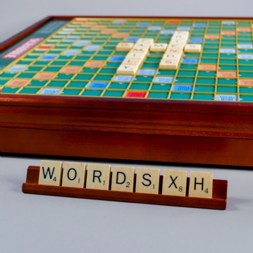 Prestige Scrabble with Rotating Turntable & Wooden Storage Box