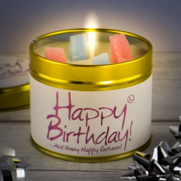 Lily Flame Scented Candle Sentiments Tins - Happy Birthday