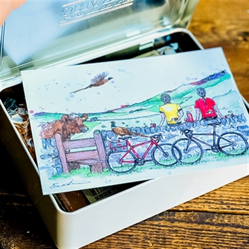 Lottie Shaw's Cyclist's Tin of Baked Treats  featuring Eleanor Tomlinson's illustration