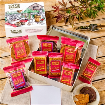 Lottie Shaw's Gardener's Tin of Baked Treats featuring Eleanor Tomlinson's illustration