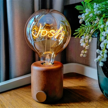 Personalised LED Any Name or Word Glass Bulb & Stand