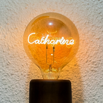 Personalised LED Any Name or Word Glass Bulb & Stand