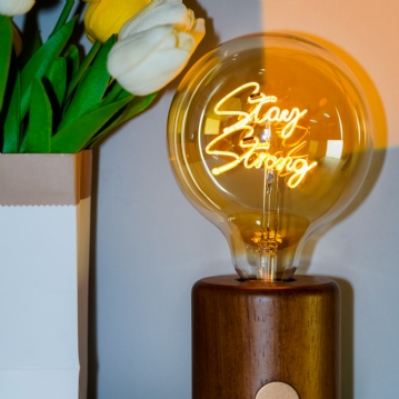 Personalised LED Any Name or Word Glass Bulb & Stand