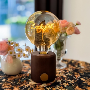 Personalised LED Any Name or Word Glass Bulb & Stand