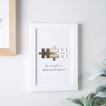 You Complete Me Puzzle Personalised A5 Framed Print