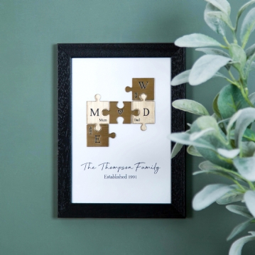 Metallic Family Puzzle Pieces Personalised Framed Print