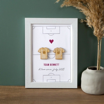 Couples Football Shirts Personalised Framed Print