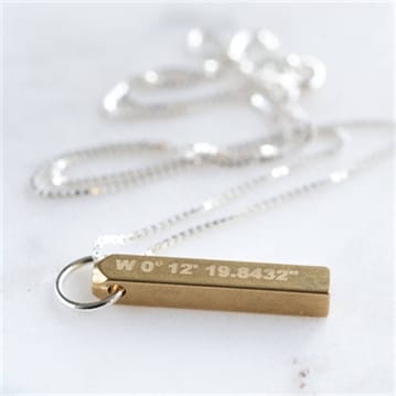 Personalised Brass Bar Coordinates Necklace