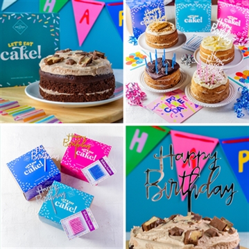 Celebration Birthday Cakes with Candles & Topper
