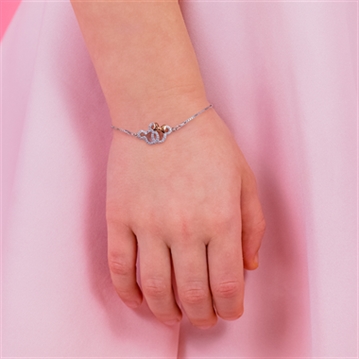 Sterling Silver 925 Plated Disney Minnie & Mickey Mouse Lariat Bracelet