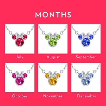 Sterling Silver Disney Minnie Mouse Birthstone Month Necklaces