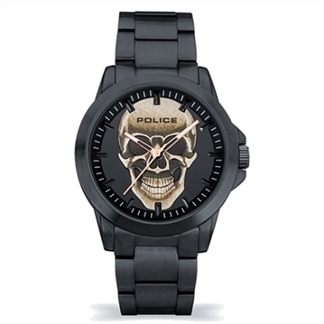 Police Flick Black Skull Dial Watch
