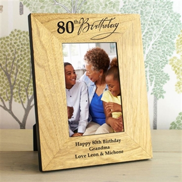 Personalised 80th Birthday Wooden Photo Frame