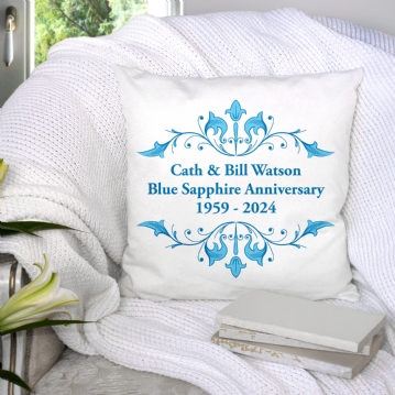 Personalised Blue Sapphire Anniversary Cushion