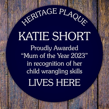 Personalised Spoof Blue Heritage Plaque