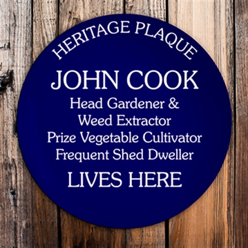 Personalised Spoof Blue Heritage Plaque