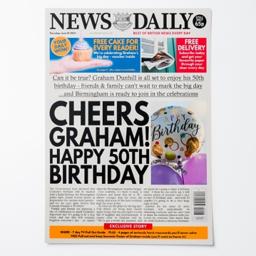 Personalised "Birthday" Newspaper Front Page