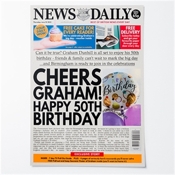 Personalised "Birthday" Newspaper Front Page
