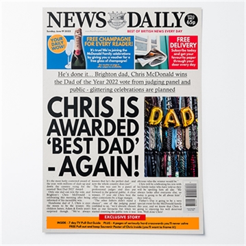 Personalised "Father's Day" Newspaper Front Page
