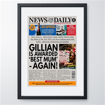 Personalised "Mother's Day" Newspaper Front Page