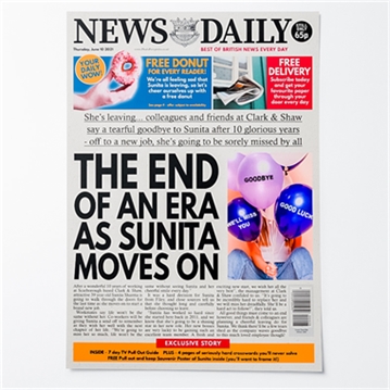 Personalised "Leaving" Newspaper Front Page