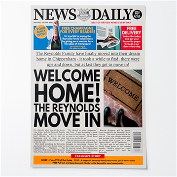 Personalised "New Home" Newspaper Front Page