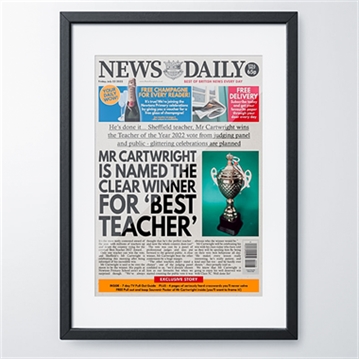 Personalised "Best Teacher" Newspaper Front Page