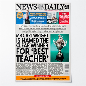 Personalised "Best Teacher" Newspaper Front Page