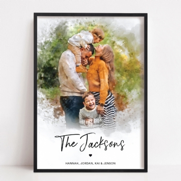 Personalised Watercolour Style Custom Family Portraits