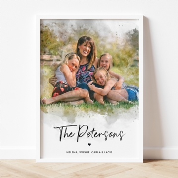 Personalised Watercolour Style Custom Family Portraits