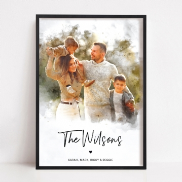 Personalised Watercolour Style Custom Family Portraits