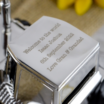 Silver Plated Personalised Tractor Money Box