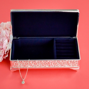 Antique Style Personalised Silver Plated Jewellery Box