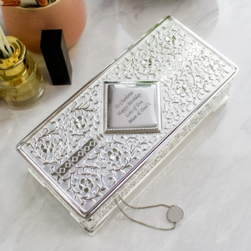 Antique Style Personalised Silver Plated Jewellery Box