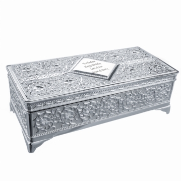Antique Style Personalised Silver Plated Jewellery Box