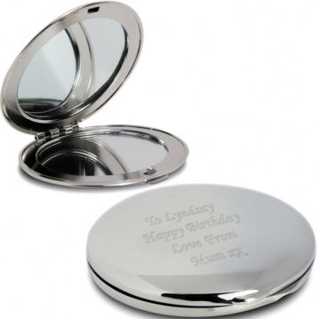 Silver compact mirror clearance engraved