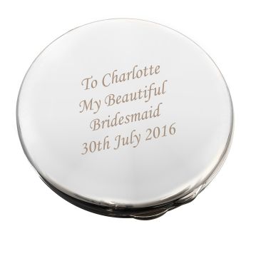 Silver Plated Personalised Compact Mirror