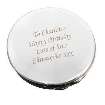 Silver Plated Personalised Compact Mirror