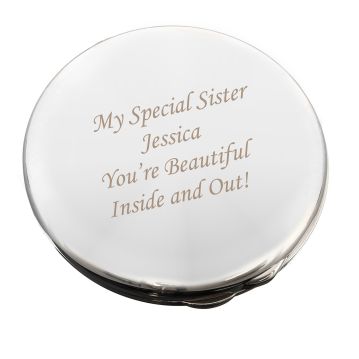 Silver Plated Personalised Compact Mirror