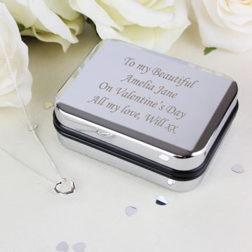 Personalised Box and Silver Heart Necklace