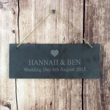 Personalised Slate Door Plaque - Heart Design