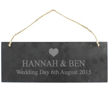 Personalised Slate Door Plaque - Heart Design
