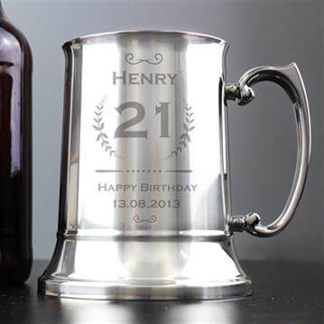 Age Crest Personalised 21 Stainless Steel Tankard