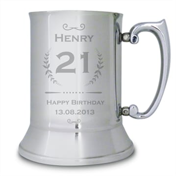 Age Crest Personalised 21 Stainless Steel Tankard