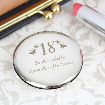 Personalised 18th Birthday Compact with Butterfly Design