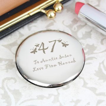 Personalised 18th Birthday Compact with Butterfly Design