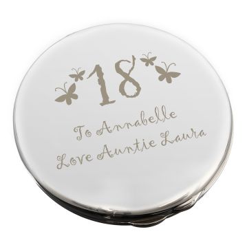 Personalised 18th Birthday Compact with Butterfly Design
